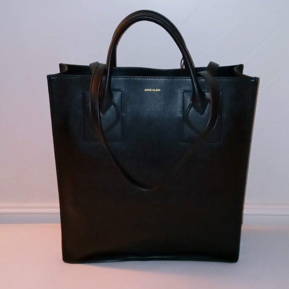 Anne Klein Black Sandra Shopper Tote with Matching Pouch Set - Picture 4 of 9